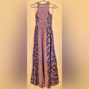 chinese dress ladies Japanese Flower Halter Maxi Dress WASHED-PINK Print / M/44